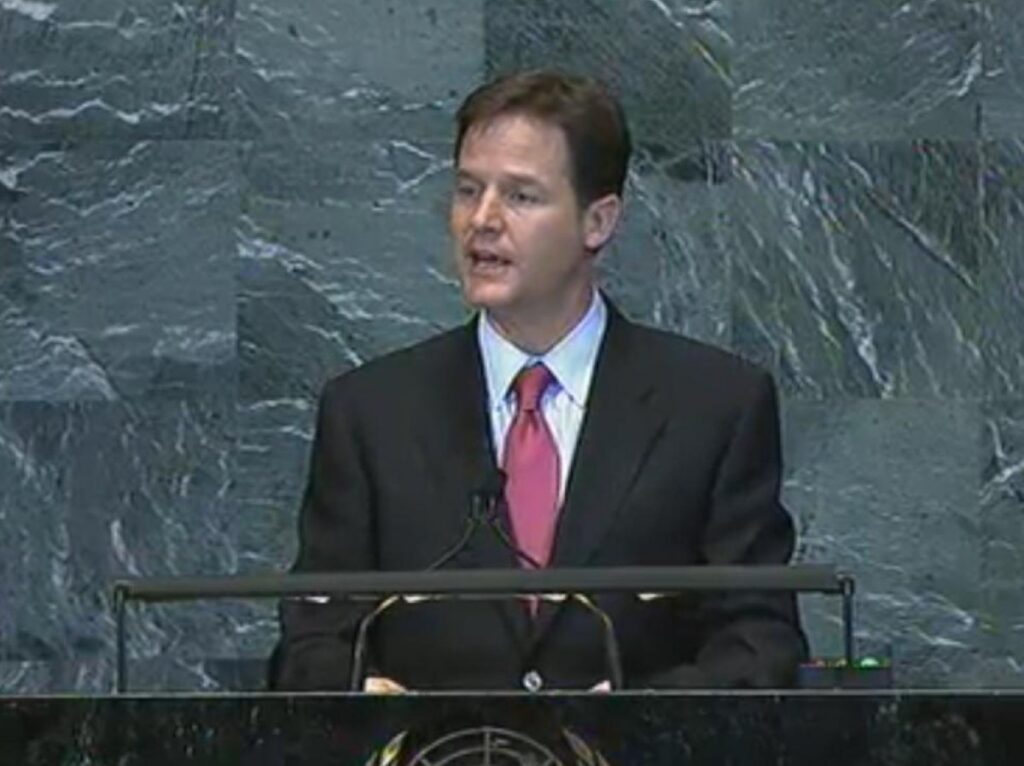 Clegg speaks at the UN