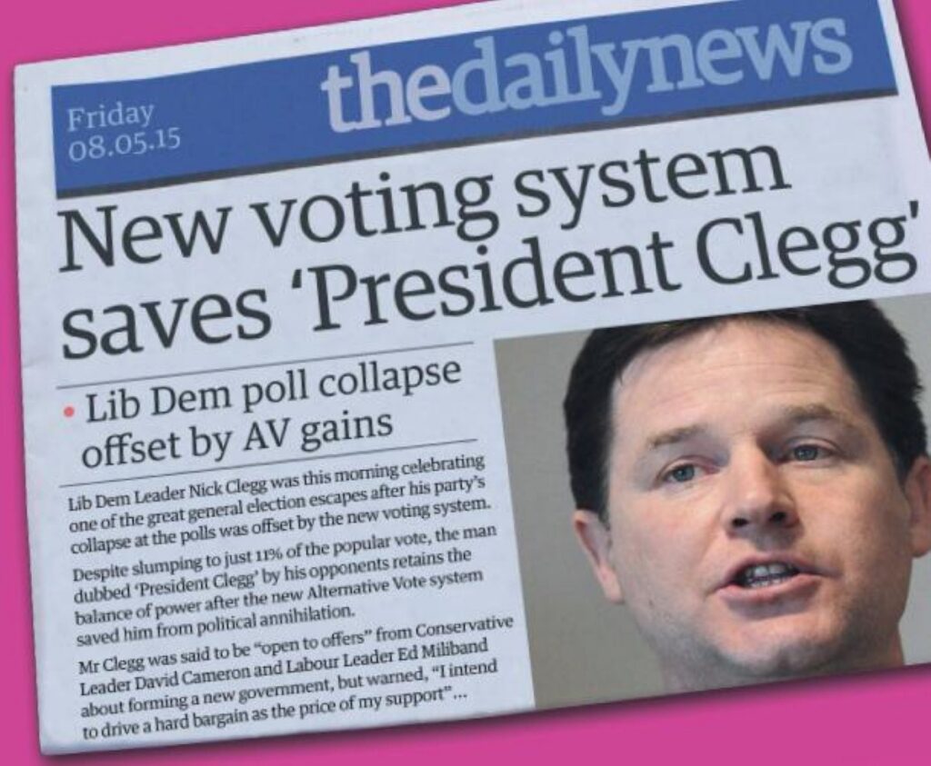 No2AV poster imagines the news after the 2015 general election