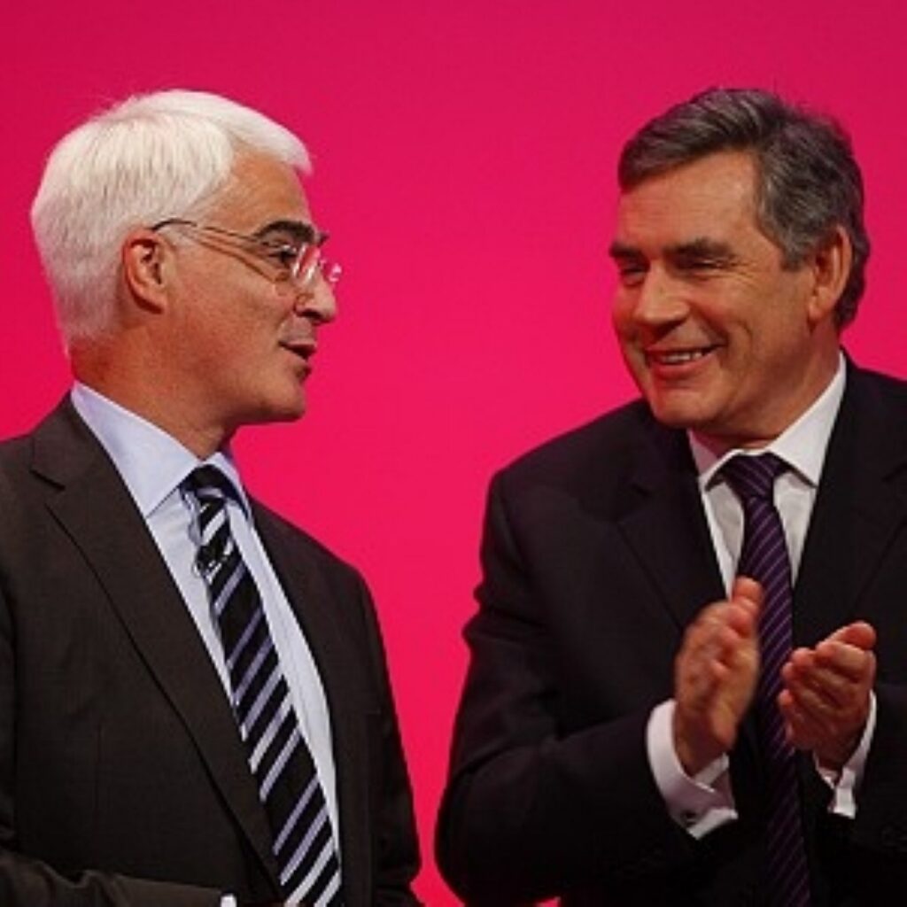 Alistair Darling has backed Christine Lagarde, not Gordon Brown, to take over at the IMF