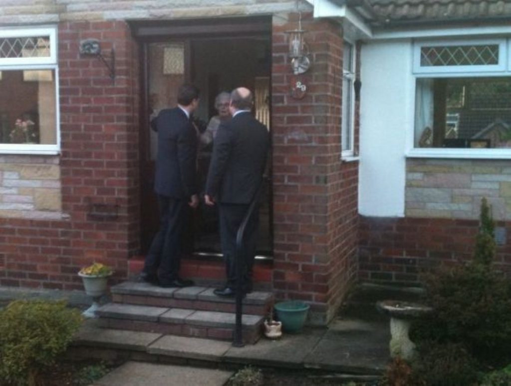 Nick Clegg on the doorstep with Elwyn Watkins