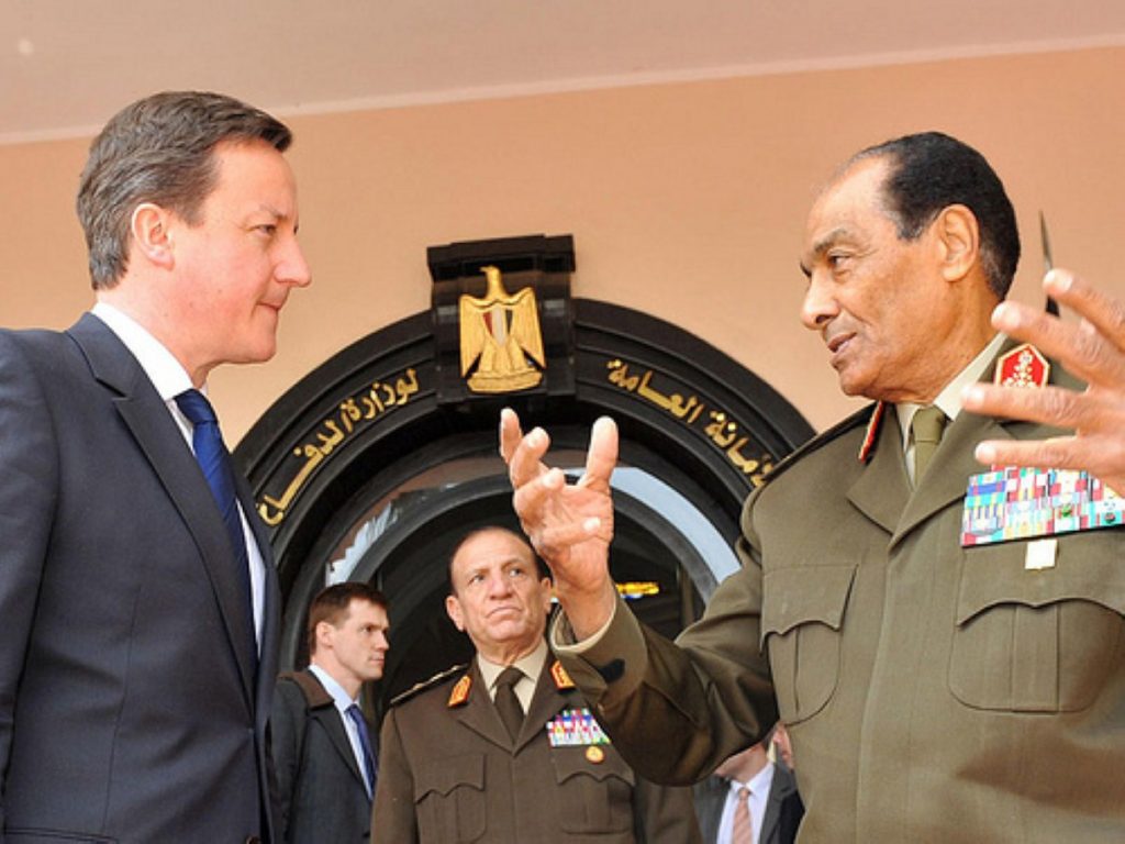David Cameron with Egypt's new leader, Field Marshall Mohammed Tantawi