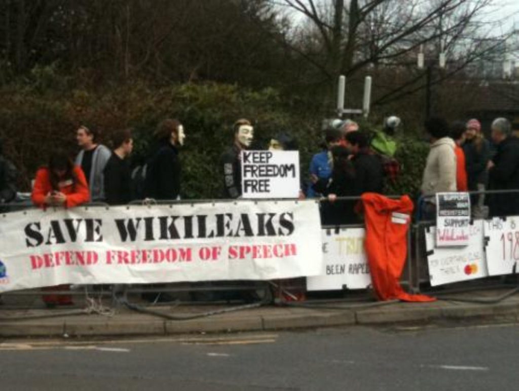 Protesters outside Belmarsh magistrates court