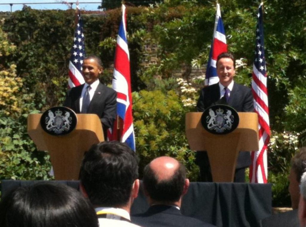 Cameron and Obama held a joint press conference in Lancaster House