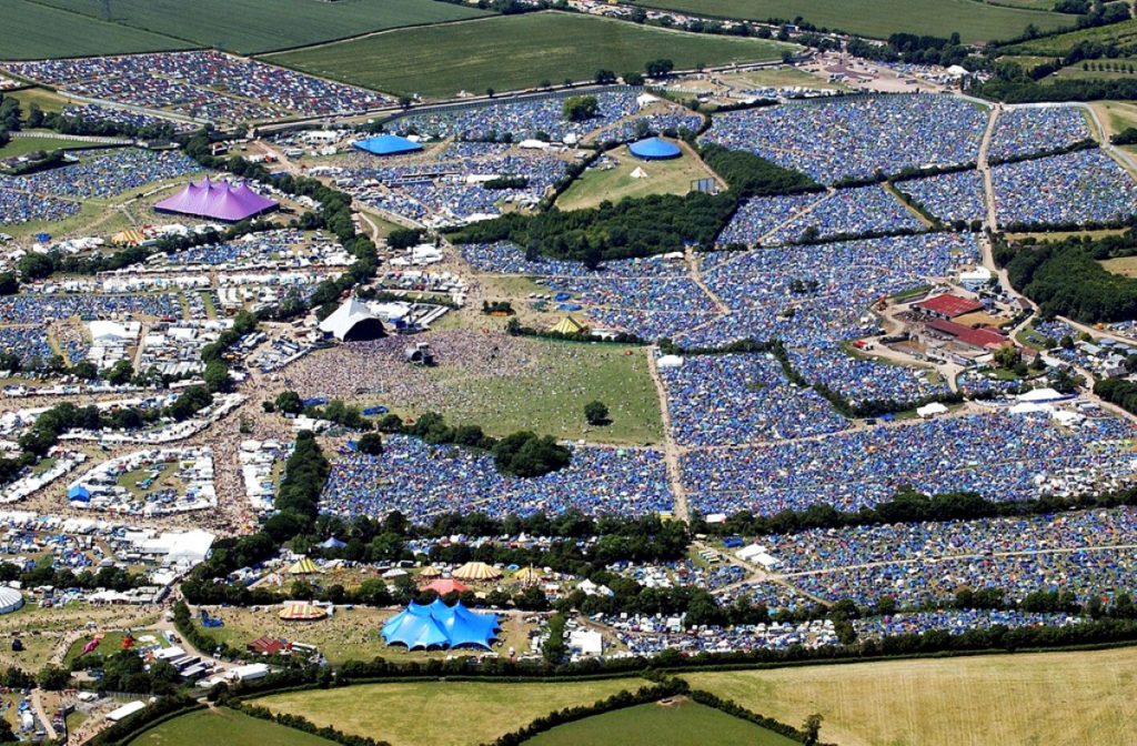 An aerial view of Glastonbury festival, where senior Tory Christopher Shale was found dead this morning