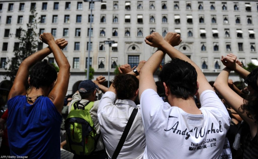 Protesters demonstrate in Madrid in 2011 over reform of collective bargaining. The use of statutory instruments is steadily reducing public influence over British governments.