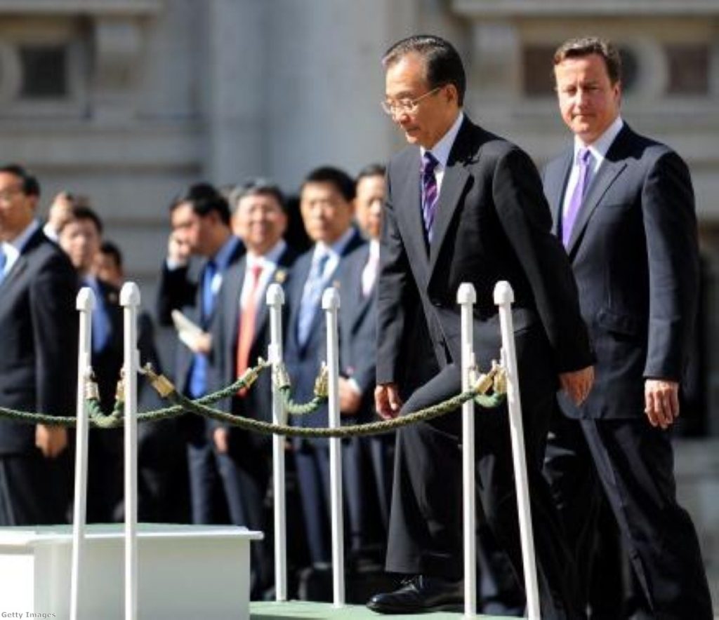 Chinese premier Wen Jiabao with David Cameron