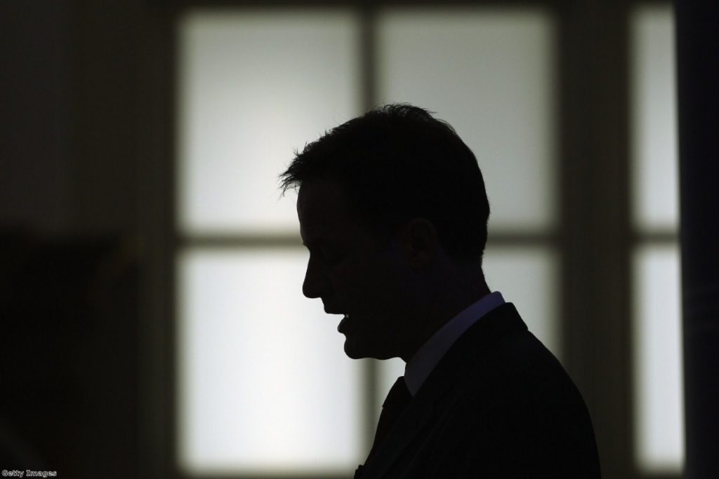 Dark days: Clegg faces the crisis.