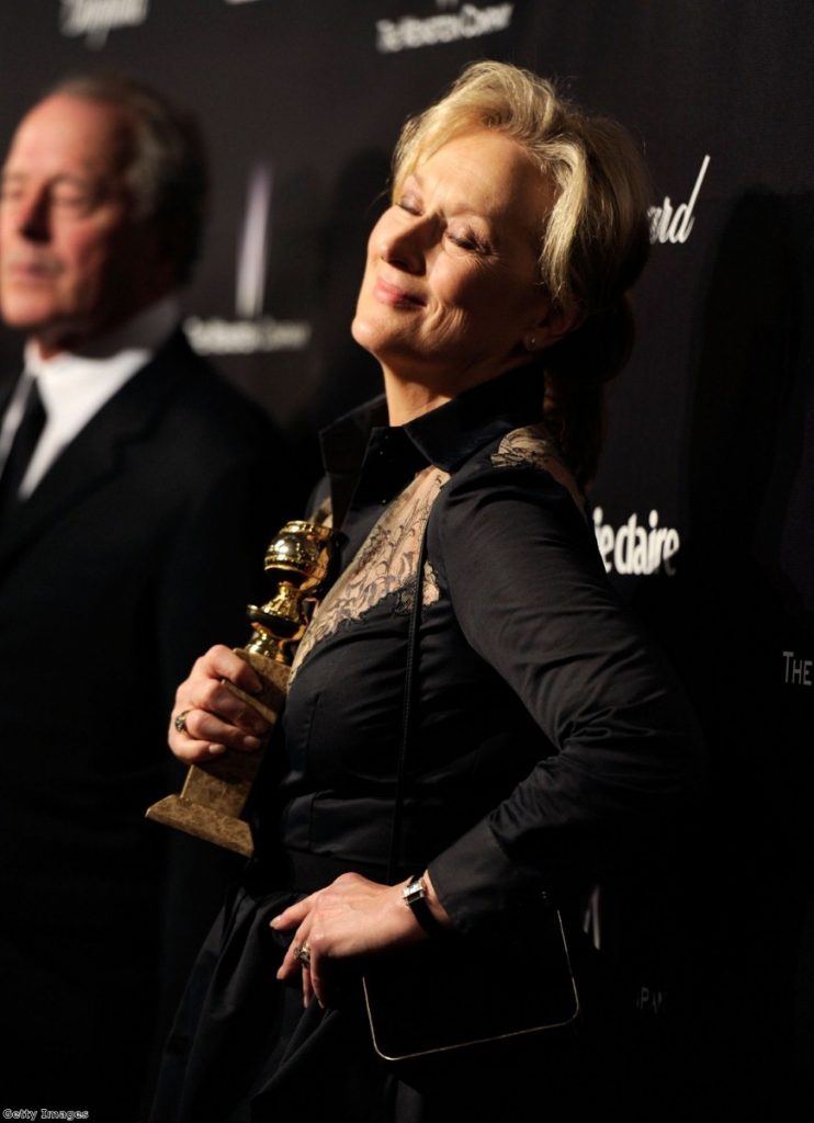 Streep looks serene after winning the best actress award last night