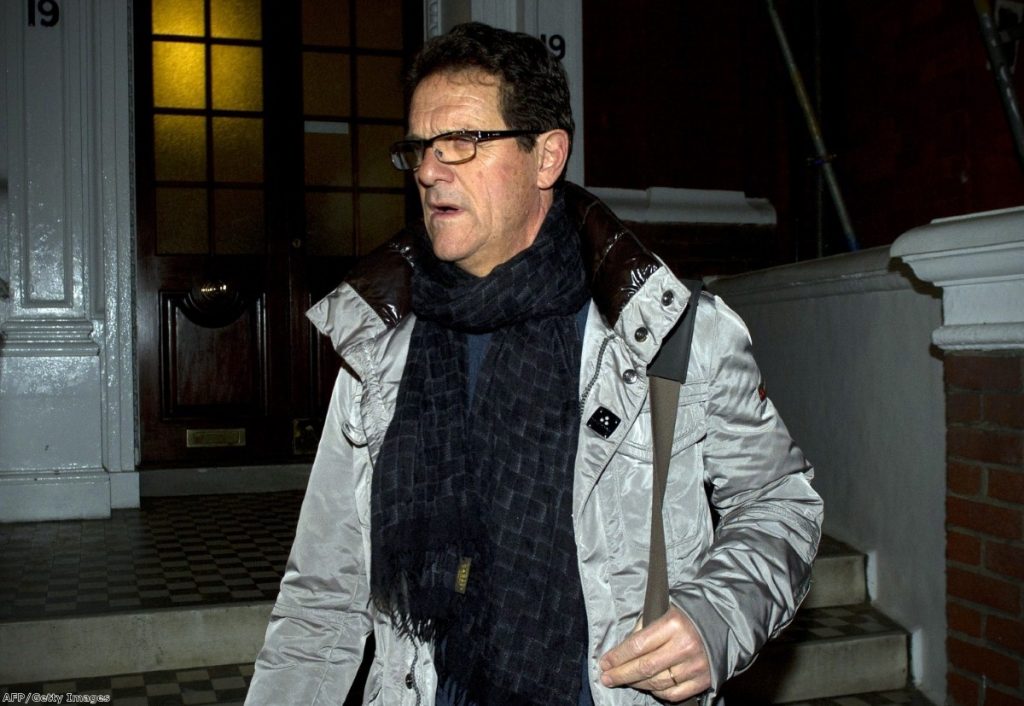 Fabio Capello leaves his home this morning, a day after quitting as England coach.
