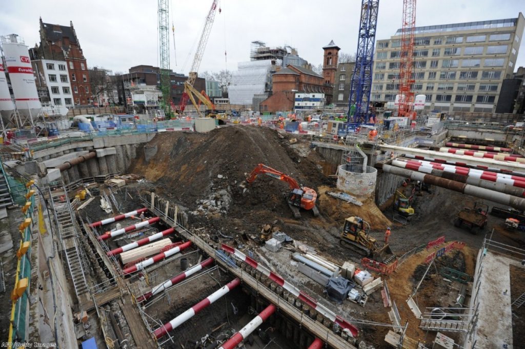 A Crossrail construction site. The contract has seen blacklisting of construction workers, Unite claims