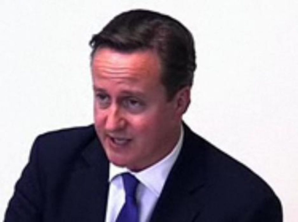 David Cameron at the Leveson inquiry, where he offered a stern defence of Jeremy Hunt