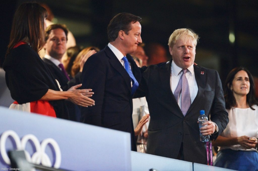 David Cameron and Boris Johnson at the London 2012 Olympic opening ceremony