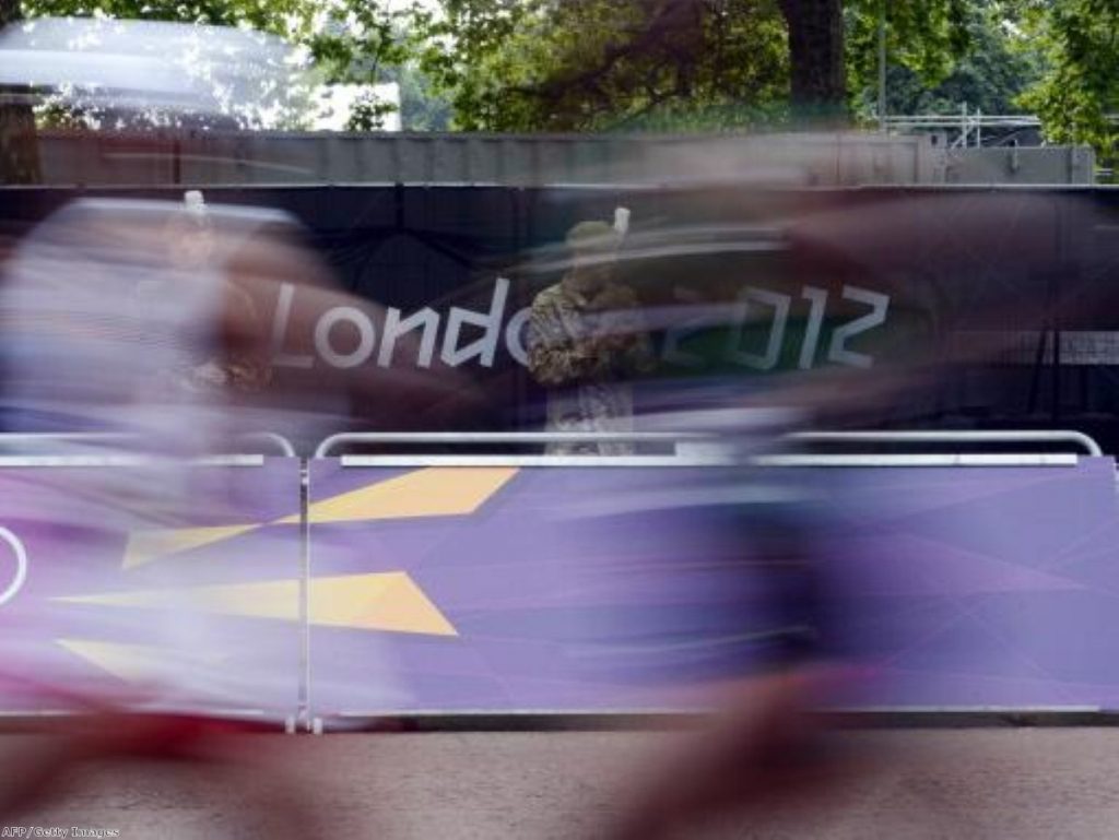 A British Army soldier provides security during the Olympic Games