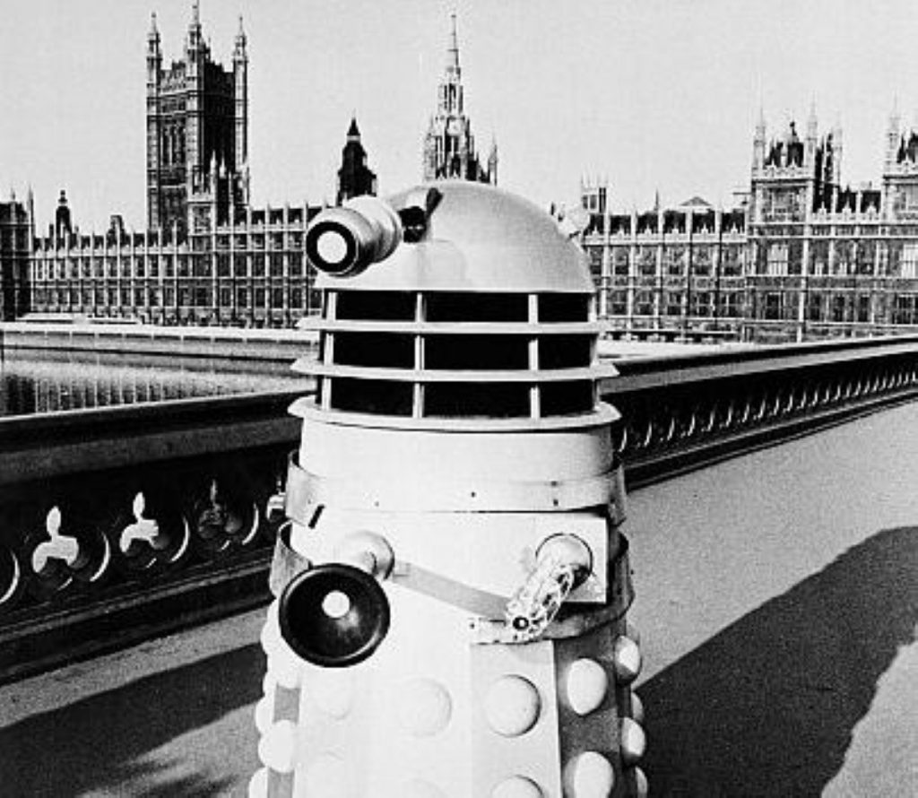 Even the Daleks can't resist getting their picture taken in front of parliament