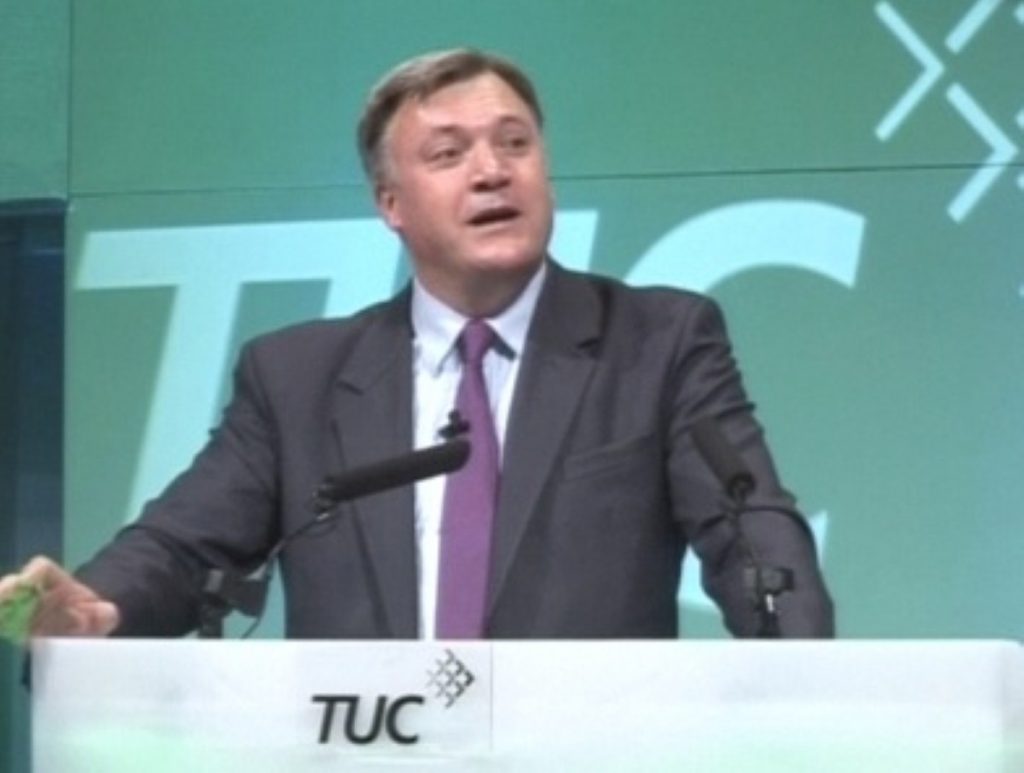 Ed Balls takes on the union delegates at the TUC conference in Brighton
