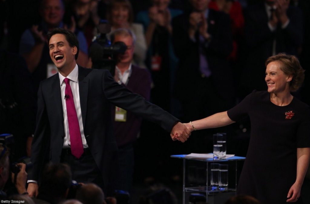 Ed Miliband with wife Justine after the speech