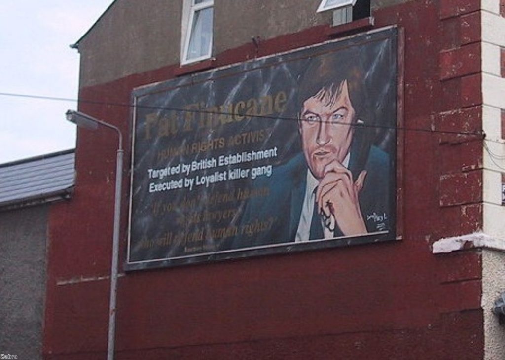 A mural in Belfast remembers Pat Finucane