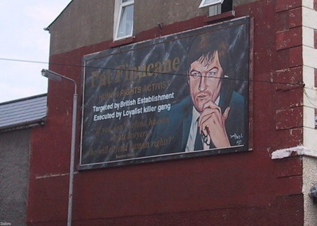 A mural in Belfast remembers Pat Finucane 