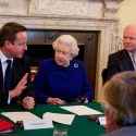 The Queen sat in David Cameron's seat for the meeting