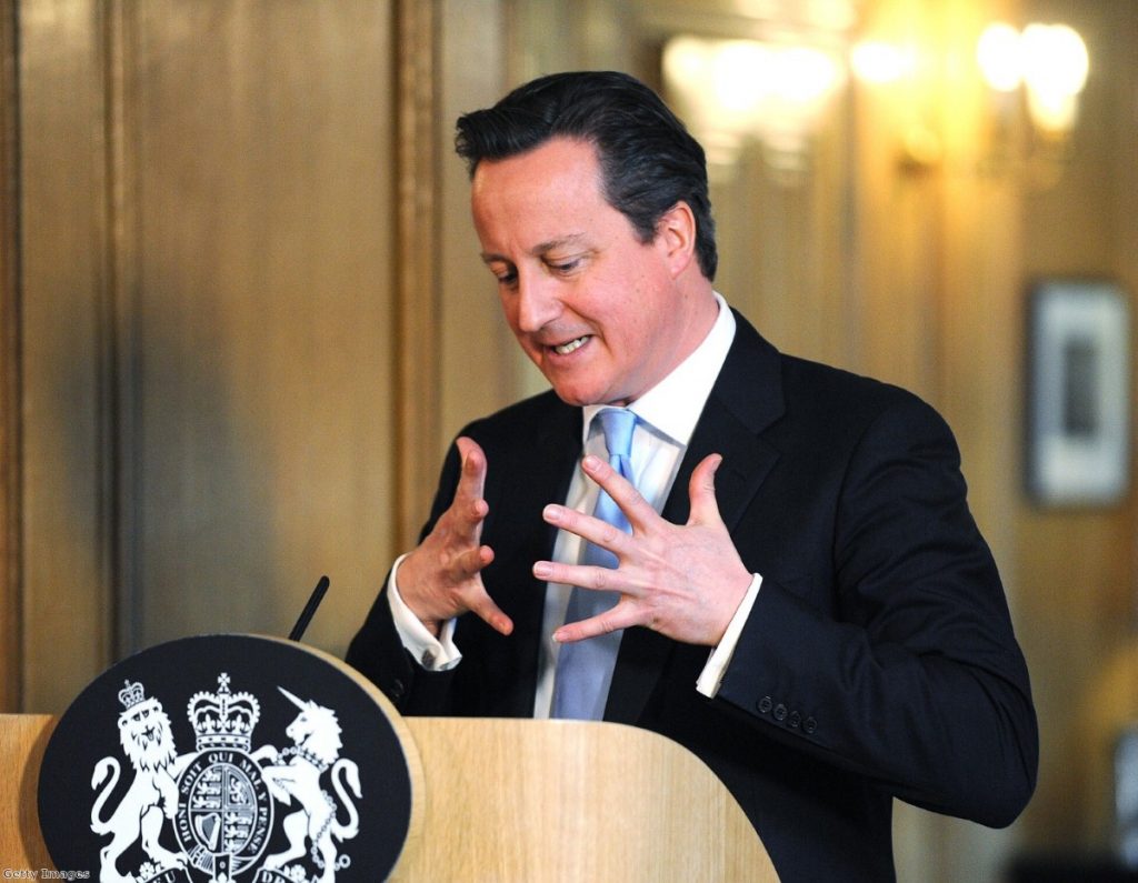 Cameron during last week's press conference announcing a Commons vote