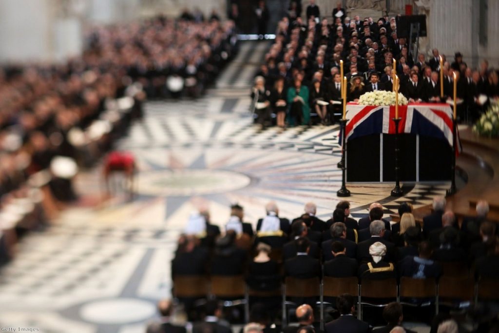 Thatcher's coffin rests in St Paul's during the sermon