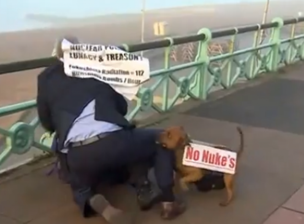 Iain Dale scraps with protestor on Brighton seafront