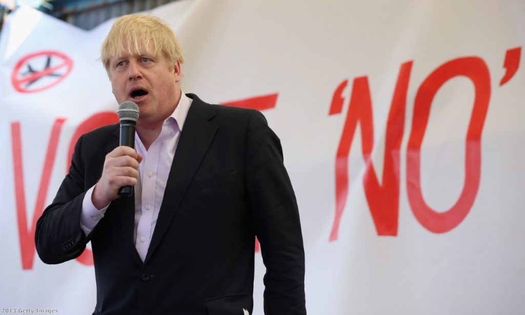 Boris Johnson addresses a rally against Heathrow's expansion plans