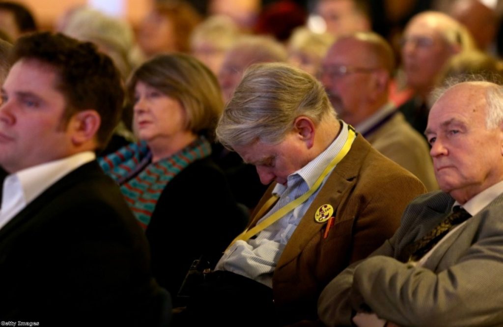 It all gets too much for this Ukip conference delegate at the party's spring gathering in Torquay