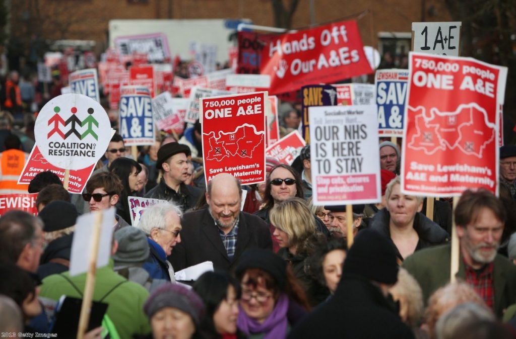 Hunt's plans to close Lewisham Hospital have been met with large street protests