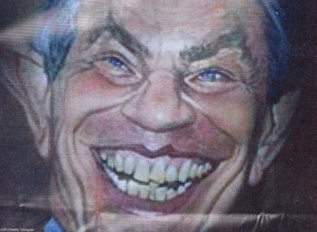 A protesters' depiction of Tony Blair outside a 2013 forum in Bangkok underlines the hostility many still feel towards the ex-PM