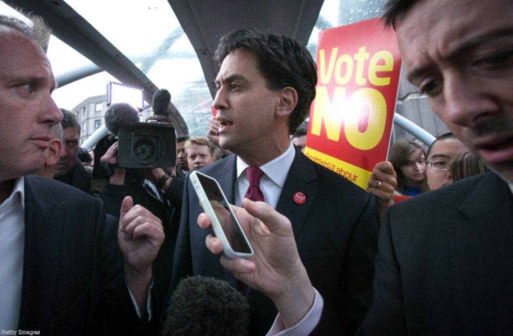 Ed Miliband on a bruising visit to Scotland during the Referendum campaign