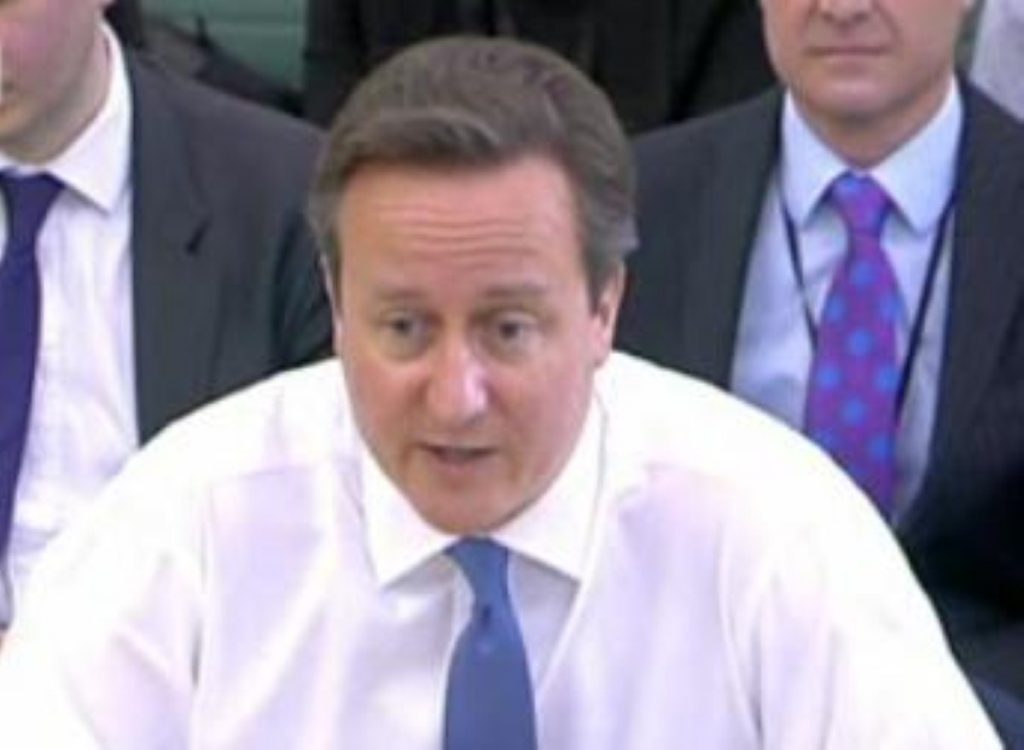 David Cameron during sometimes heated exchanges at the liaison committee