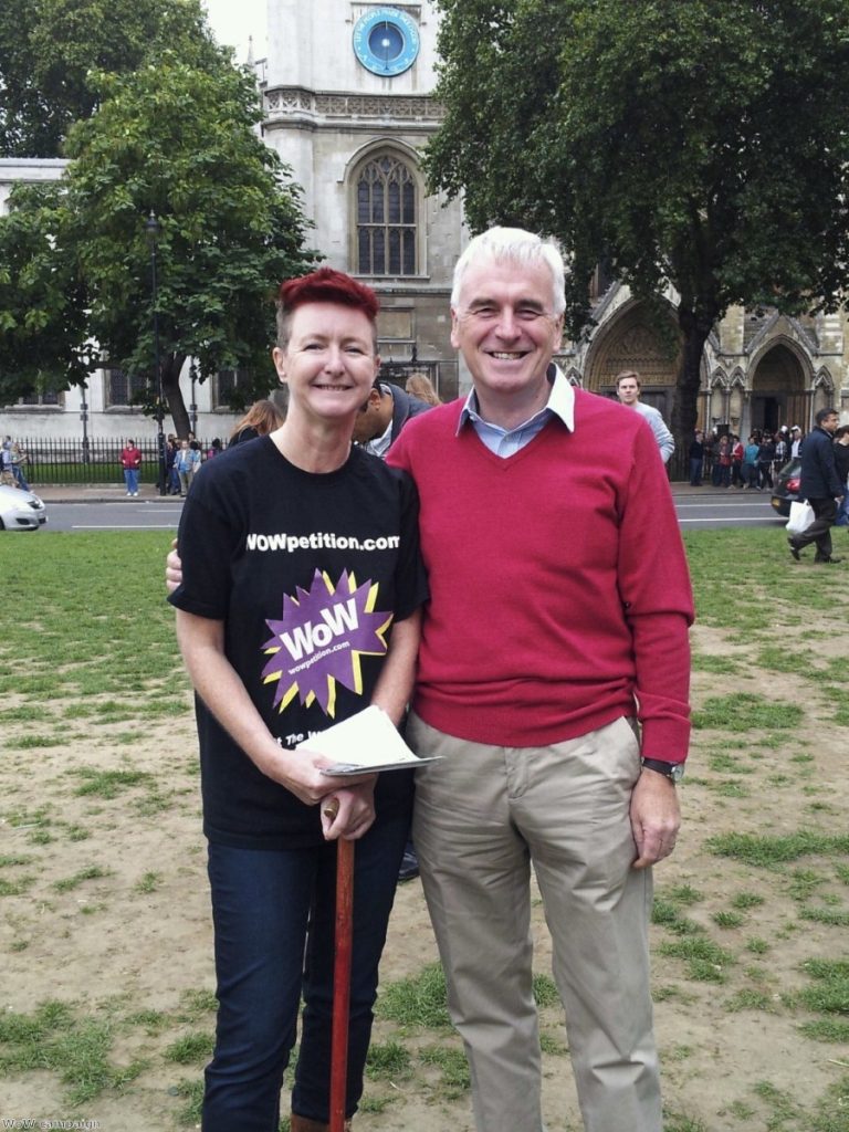 WoW campaigner with Labour MP John McDonnell 