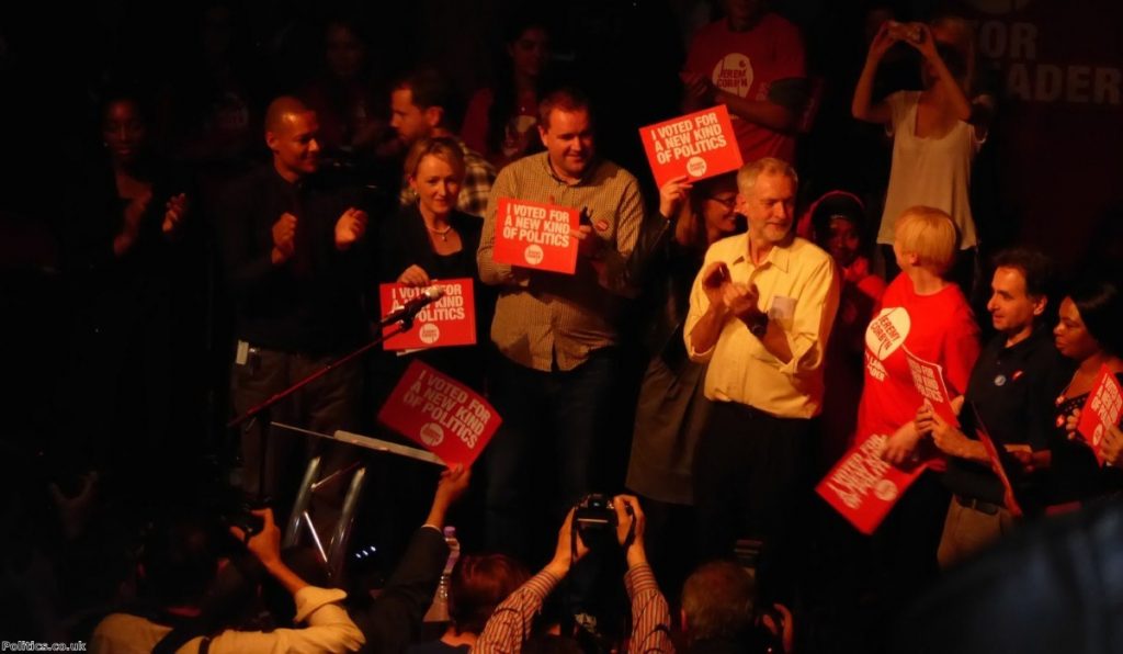 Jeremy Corbyn rallies the Islington faifthful in a pre-victory rally 