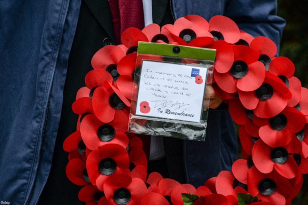 Wreath left by Jeremy Corbyn at the North Islington War memorial yesterday