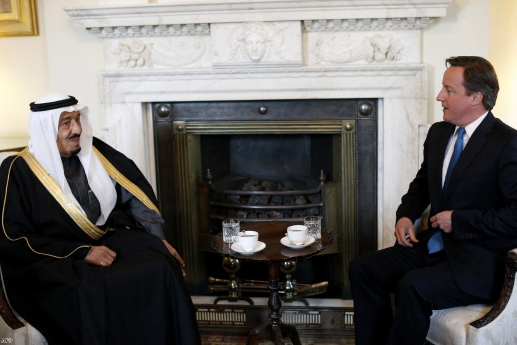 David Cameron speaks with Saudi defence minister Prince Salman bin Abdulaziz al-Saud during a meeting at No 10 in 2012