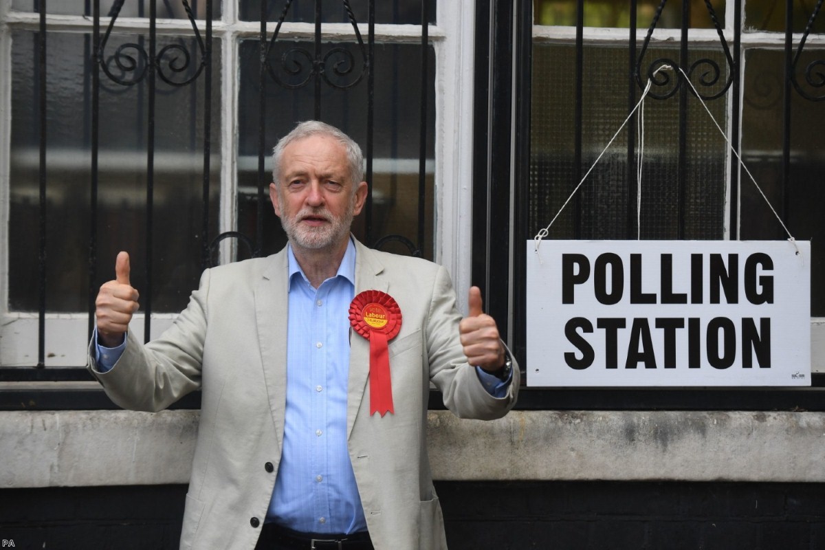 Labour leader Jeremy Corbyn cast his vote at the polling station in Holloway, London, yesterday | Copyright: PA