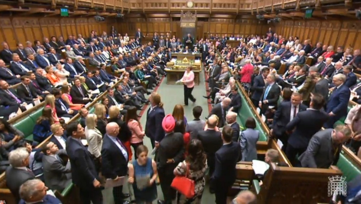 SNP MPs walk out of the House of Commons during PMQs after Ian Blackford was kicked out of sittings on June 13, 2018. | Copyright: PA