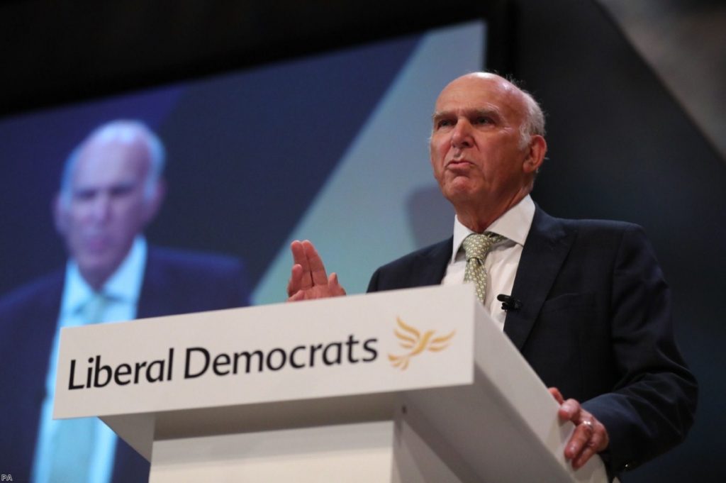 Sir Vince Cable delivers his keynote speech at the Liberal Democrats party conference | Copyright: PA
