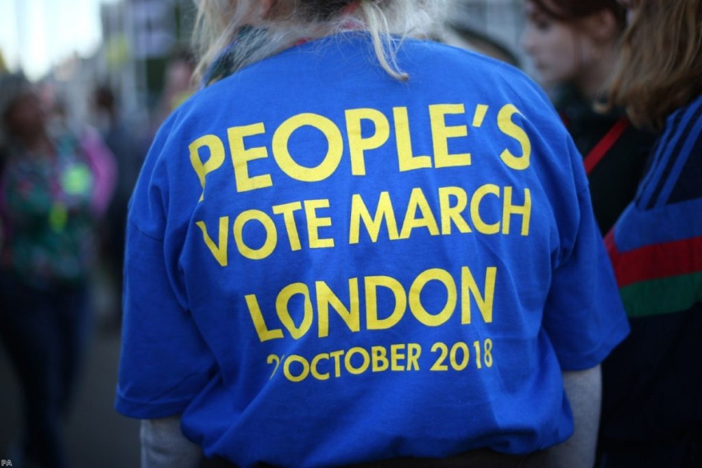 Anti-Brexit campaigners take part in the People