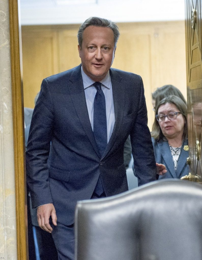David Cameron arrives to testify to the US Senate Committee on Foreign Relations last March. The former PM is said to mulling a return to British politics.
