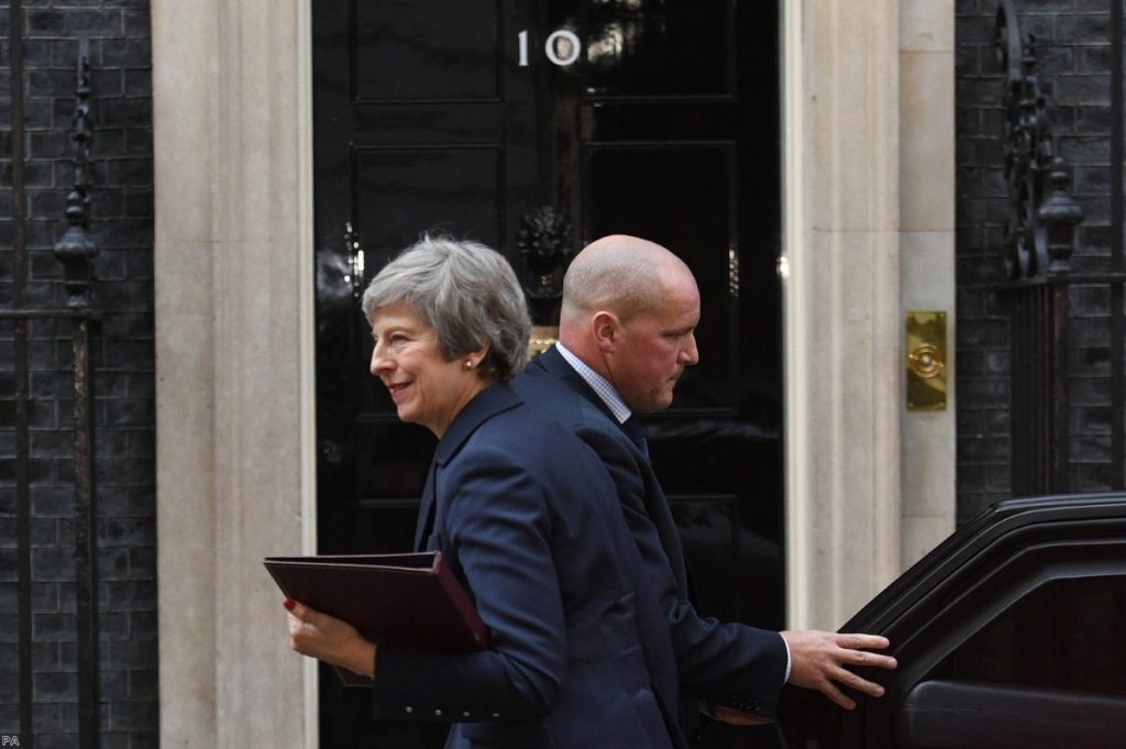 Theresa May outside Downing Street ahead of the publication of her Brexit deal.