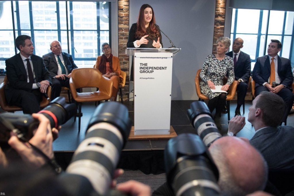 Labour MPs (left to right) Chris Leslie, Mike Gapes, Ann Coffey, Luciana Berger, Angela Smith, Chuka Umunna and Gavin Shuker announce their resignations today. 