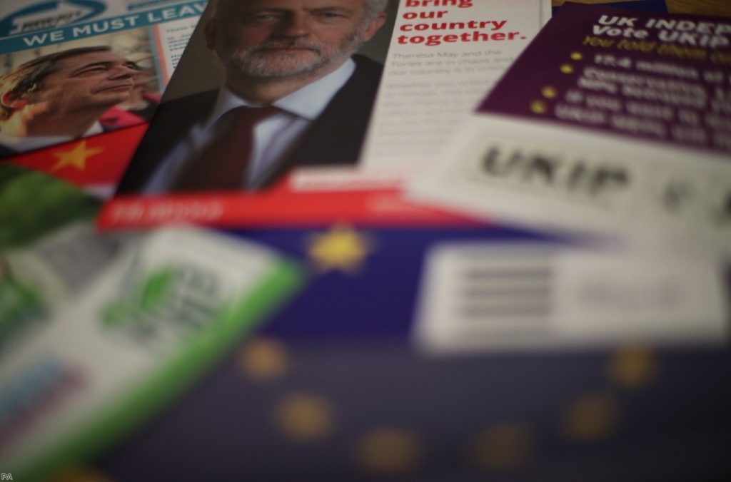 European election leaflets ahead of the vote this week.