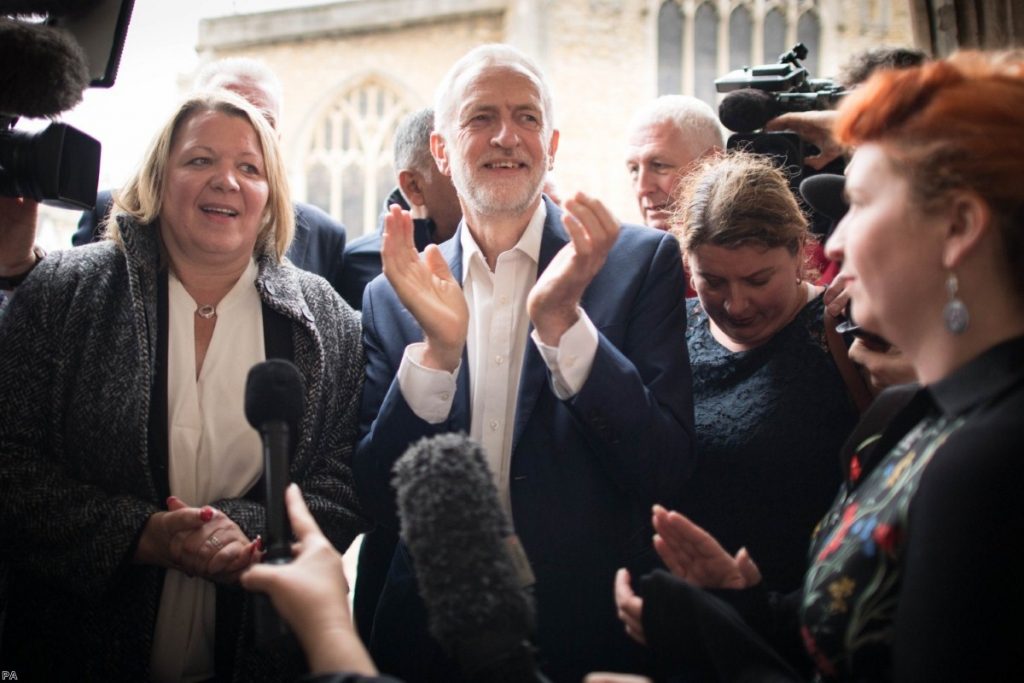 Labour leader Jeremy Corbyn with Lisa Forbes, the new MP for Peterborough