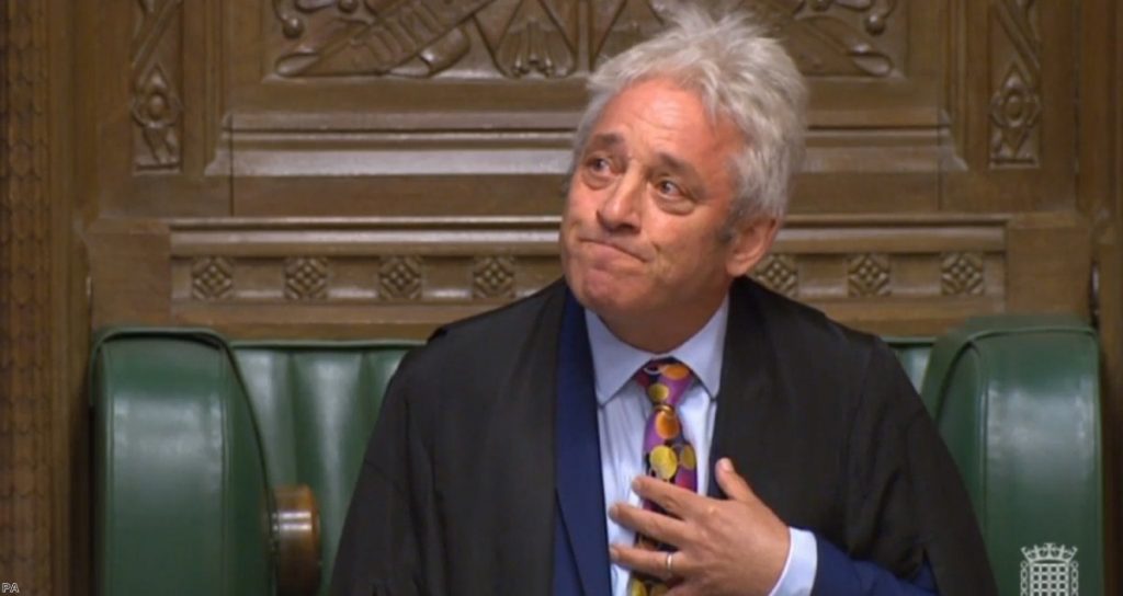 Bercow starts to cry as he thanks his wife and children for their support.