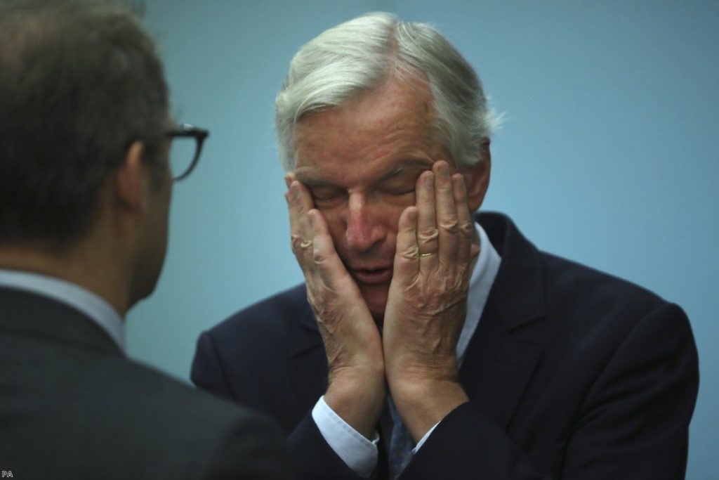 A tired looking Michel Barnier at the weekly EU College of Commissioners meeting in Brussels this morning.