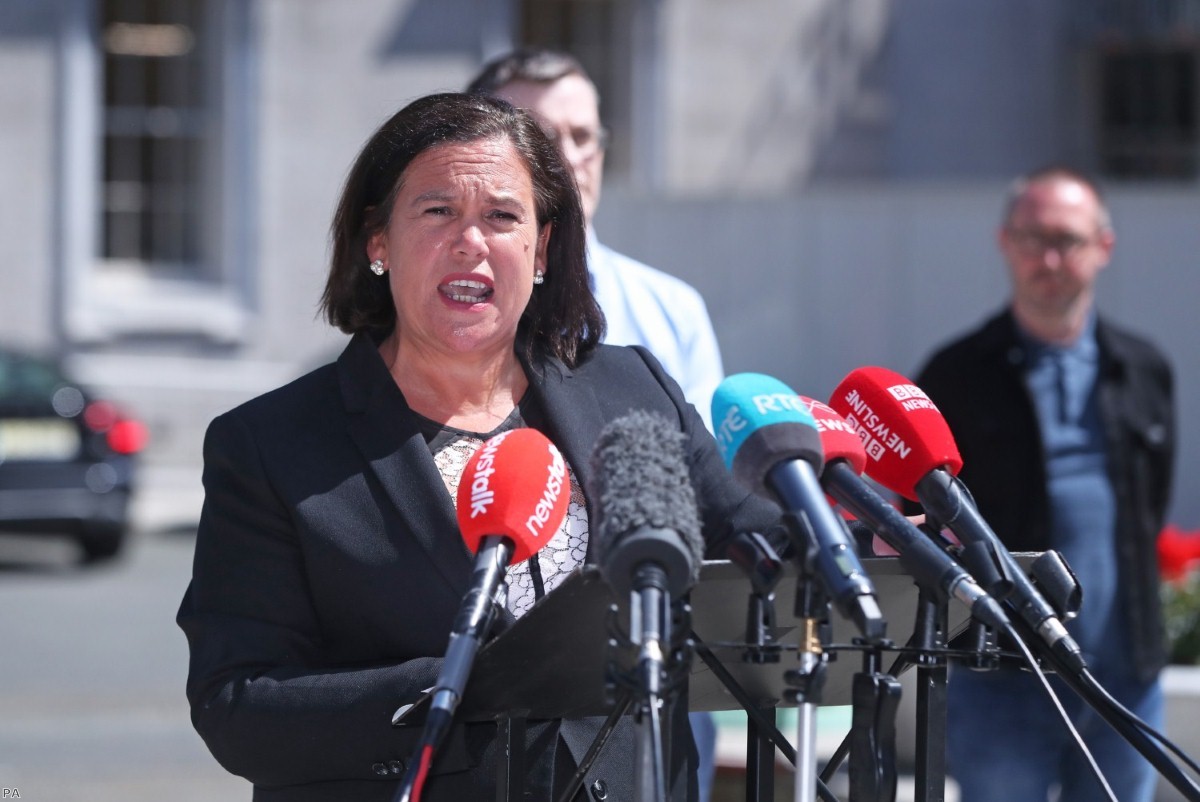 Sinn Fein leader Mary Lou McDonald at Leinster House in Dublin, after Fianna Fail, Fine Gael and the Greens finalised the text of a draft programme for government.