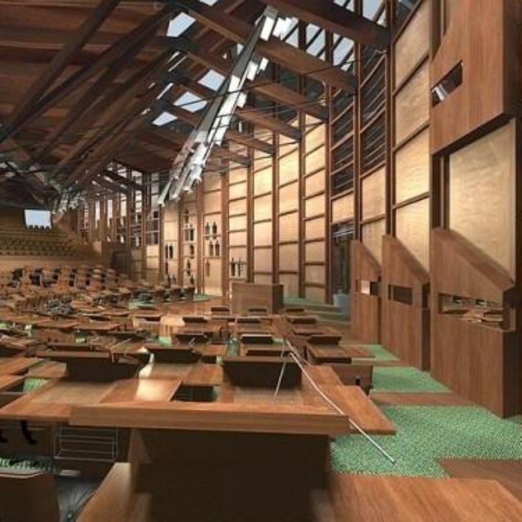 The Scottish parliament debating chamber