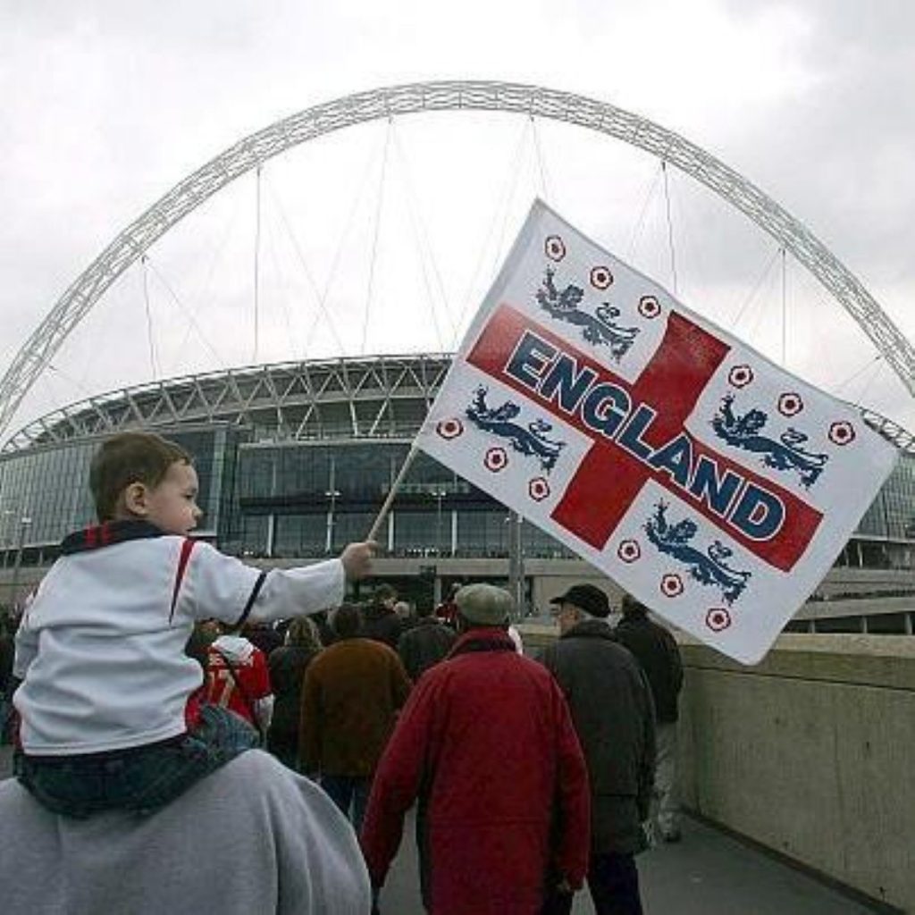 An England fan on his first trip to the new Wembley